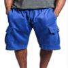 G-Style USA Men's Solid Fleece Heavyweight Cargo Shorts FS76 - Royal Blue - Large view 3