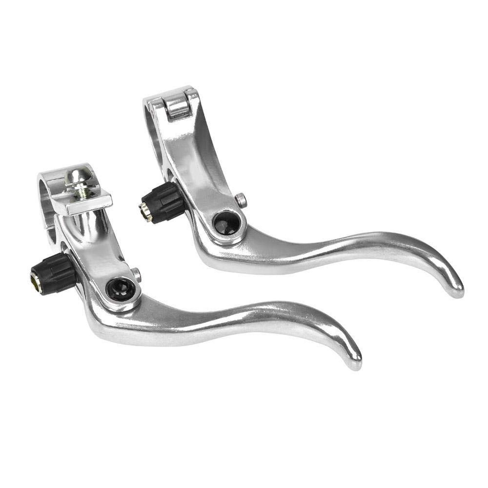 Brake Lever 1pair Lightweight Aluminum Alloy Disc Brake Handles Mountain Cycling Brake Levers 24mm(Silver)