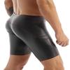 Agoky Men's Faux Leather Boxer Shorts Gym Workout Sportwear Tights Leg Pants Black Medium view 3