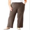 Woman Within Plus Size Tall 7-Day Knit Wide-Leg Pull-On Pants - 6X, Chocolate view 1