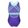 Agoky Girls' Mesh Splice Crisscross Cut Out Back Gymnastics Leotard Ballet Dance Top Athletic Shirt Dancewear Costume Purple # 7-8 Years view 3