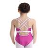 Agoky Girls' Mesh Splice Crisscross Cut Out Back Gymnastics Leotard Ballet Dance Top Athletic Shirt Dancewear Costume Rose Red # 3-4 Years view 1