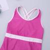 Agoky Girls' Mesh Splice Crisscross Cut Out Back Gymnastics Leotard Ballet Dance Top Athletic Shirt Dancewear Costume Rose Red # 3-4 Years view 4