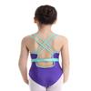 Agoky Girls' Mesh Splice Crisscross Cut Out Back Gymnastics Leotard Ballet Dance Top Athletic Shirt Dancewear Costume Purple # 3-4 Years view 1