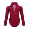 YiZYiF Kids Girls Long Sleeve Off Shoulder Athletic Turtleneck Stretch Dancewear Leotard with Cut Out Back Burgundy 4-5 view 1