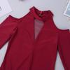 YiZYiF Kids Girls Long Sleeve Off Shoulder Athletic Turtleneck Stretch Dancewear Leotard with Cut Out Back Burgundy 4-5 view 4