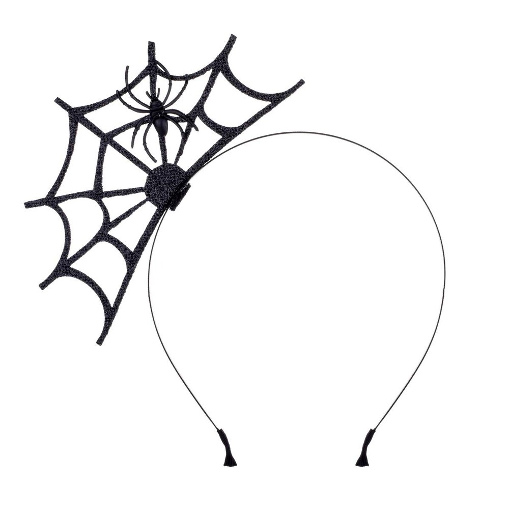 Ahmty Halloween Spider Web Fascinator Spider Spiderweb Headband (Black)