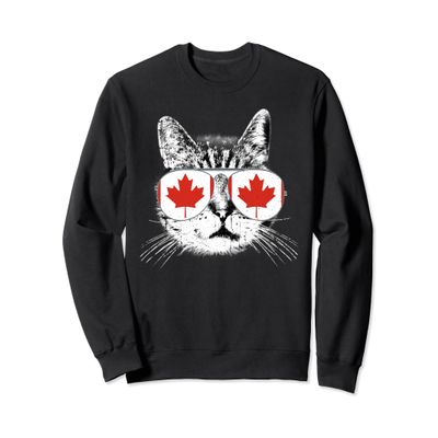 Canada Flag Canadian Cat Sunglasses Funny Sweatshirt Gift