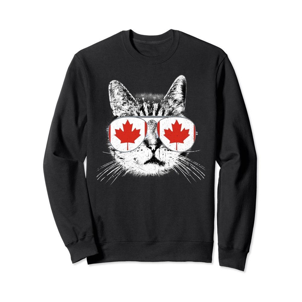 Canada Flag Canadian Cat Sunglasses Funny Sweatshirt Gift