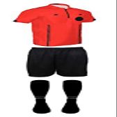 New! 2018 Pro Soccer Referee Package (3 Piece with 2 Stripe Socks) (Red, YL (Chest 32-34"))