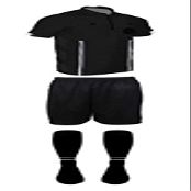 New! 2018 Pro Soccer Referee Package (3 Piece with 2 Stripe Socks) (Black, AXXL (Chest 52-54"))