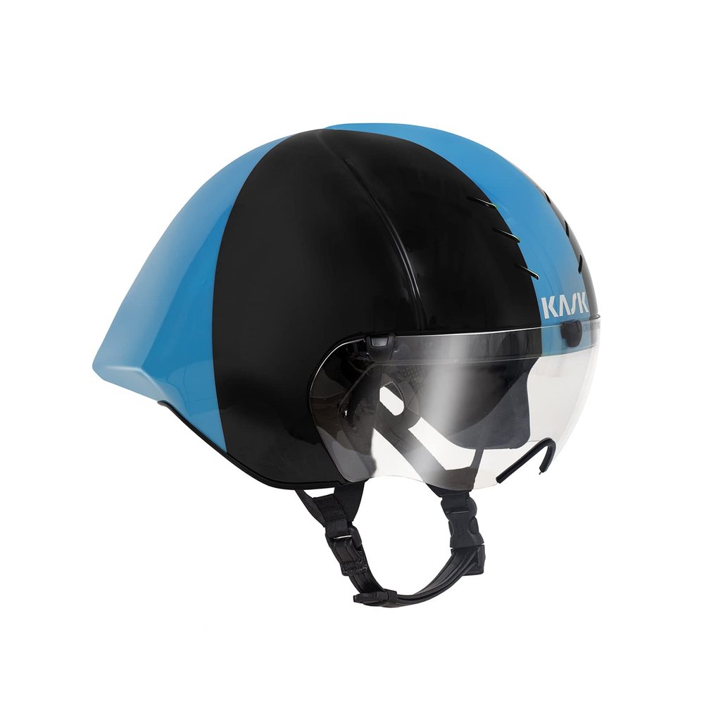 KASK Mistral Bike Helmet I Aerodynamic, Track Cycling, Crono & Triathlon Helmet - Black/Light Blue - Large