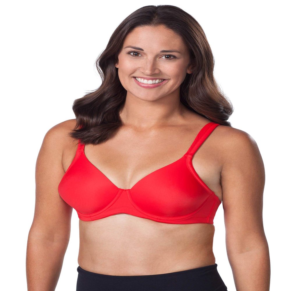 LEADING LADY, Brigitte Full Coverage, Underwire, Lightly Padded T-Shirt Bra, Side and Back Smoothing, Adjustable Straps, Red, Fits 54DDD 54F
