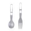 iBasingo Titanium Spork and Fork Set with Folding Handle Ultralight Dinnerware Utensils for Camping Picnic Hiking Travel Home use A-Ti1025T view 1