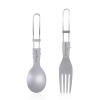 iBasingo Titanium Folding Spoon & Fork Set Outdoor Camping Travel Utensils Ultralight Portable Dinnerware for Picnic Hiking Home use Ti1024T view 1