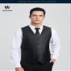 HISDERN Men's Vests Dress Solid Suit Vest for Men 3pc Waistcoat & Tie and Pocket Square Black Vest Suit Tuxedo Set Wedding Party view 2