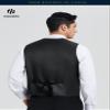 HISDERN Men's Vests Dress Solid Suit Vest for Men 3pc Waistcoat & Tie and Pocket Square Black Vest Suit Tuxedo Set Wedding Party view 3