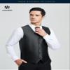 HISDERN Men's Vests Dress Solid Suit Vest for Men 3pc Waistcoat & Tie and Pocket Square Black Vest Suit Tuxedo Set Wedding Party view 4