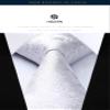HISDERN Men's 3pc Paisley Vest Suit & Necktie and Pocket Square Set Floral Jacquard Waistcoat for Tuxedo Wedding Party White view 4