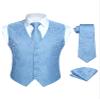 HISDERN 3pc Men's Paisley Floral Jacquard Vest Suit & Necktie and Pocket Square Set Waistcoat for Tuxedo Wedding Party view 1