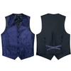 HISDERN 3pc Men's Paisley Floral Jacquard Vest Suit & Necktie and Pocket Square Set Waistcoat for Tuxedo Wedding Party view 3