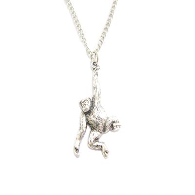Monkey Necklace - Barrel Of Monkeys - Chimpanzee Necklace (ancient silver)