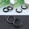 316L Surgical Stainless Steel Huggie Hoop Earrings 14mm Black Hypoallergenic Earrings Hoop Cartilage Helix Lobes Hinged Sleeper Earrings For Men Women(F03:14mm Black(THK 2.0mm)) view 3