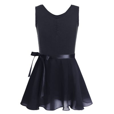 Alvivi Kids Girls Team Basic Long Sleeve Gymnastics Ballet Dance Leotard with Wrap Skirt Tutu Dress Sleeveless Black 3-4 Years