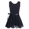 Alvivi Kids Girls Team Basic Long Sleeve Gymnastics Ballet Dance Leotard with Wrap Skirt Tutu Dress Sleeveless Black 3-4 Years view 1