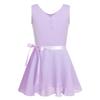 Alvivi Kids Girls Team Basic Long Sleeve Gymnastics Ballet Dance Leotard with Wrap Skirt Tutu Dress Sleeveless Lavender 3-4 Years view 1