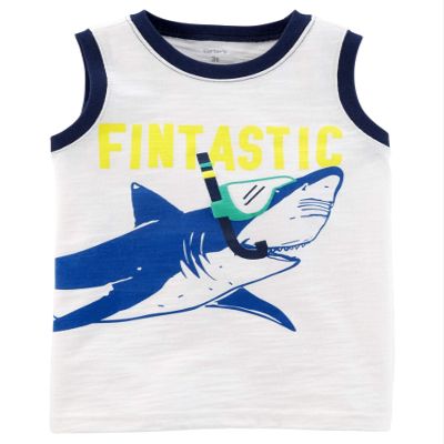 Carter's Baby Boys' Shark Slub Jersey Tank, 3 Months White