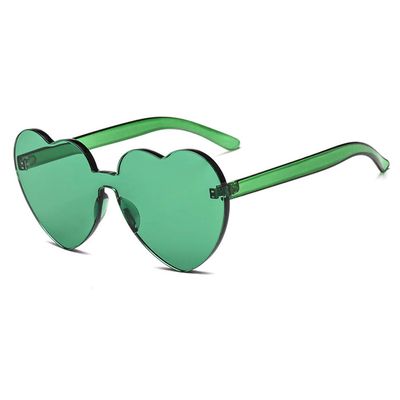 Armear Women Classic Rimless Heart Sunglasses Tinted One Piece Lens Green