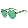 Armear Women Classic Rimless Heart Sunglasses Tinted One Piece Lens Green