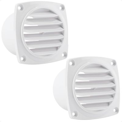 Five Oceans 6-Slotted Louvered Hose Vent, 3-inch Hose Diameter, 2 Pack Air Hose Thru Vent, White ABS Plastic - FO109-M2