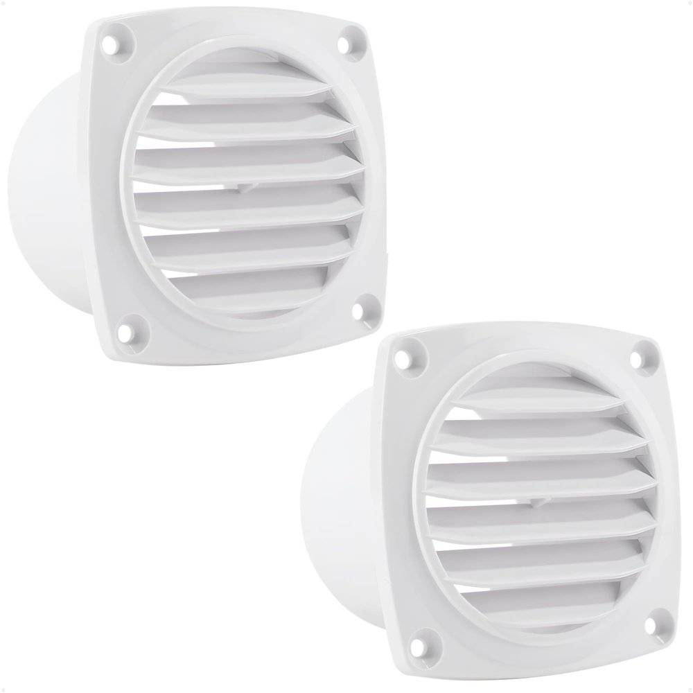 Five Oceans 6-Slotted Louvered Hose Vent, 3-inch Hose Diameter, 2 Pack Air Hose Thru Vent, White ABS Plastic - FO109-M2