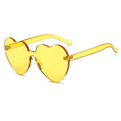 Armear Women Classic Rimless Heart Sunglasses Tinted One Piece Lens Yellow