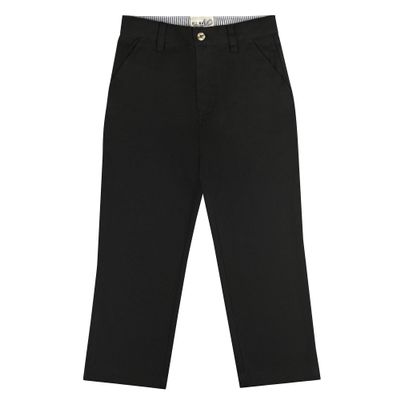 Buyless Fashion Boys Pants Flat Front Cotton Poly Casual Regular Straight Fit - 18S1824-BLK-3 Black