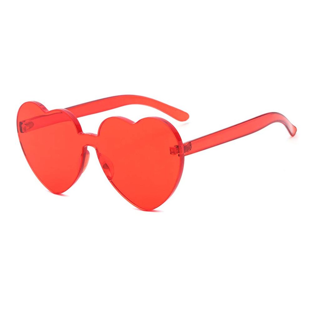 Armear Women Retro Rimless Heart Sunglasses Tinted One Piece Lens Red