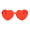 Armear Women Retro Rimless Heart Sunglasses Tinted One Piece Lens Red view 2