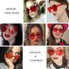 Armear Women Retro Rimless Heart Sunglasses Tinted One Piece Lens Red view 3