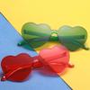 Armear Women Retro Rimless Heart Sunglasses Tinted One Piece Lens Red view 4