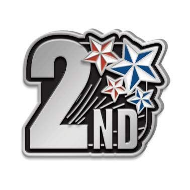 Crown Awards 2nd Place Sports Pins - 1.25" Second Place Silver with Color Enamel Lapel Pin 30 Pack Prime