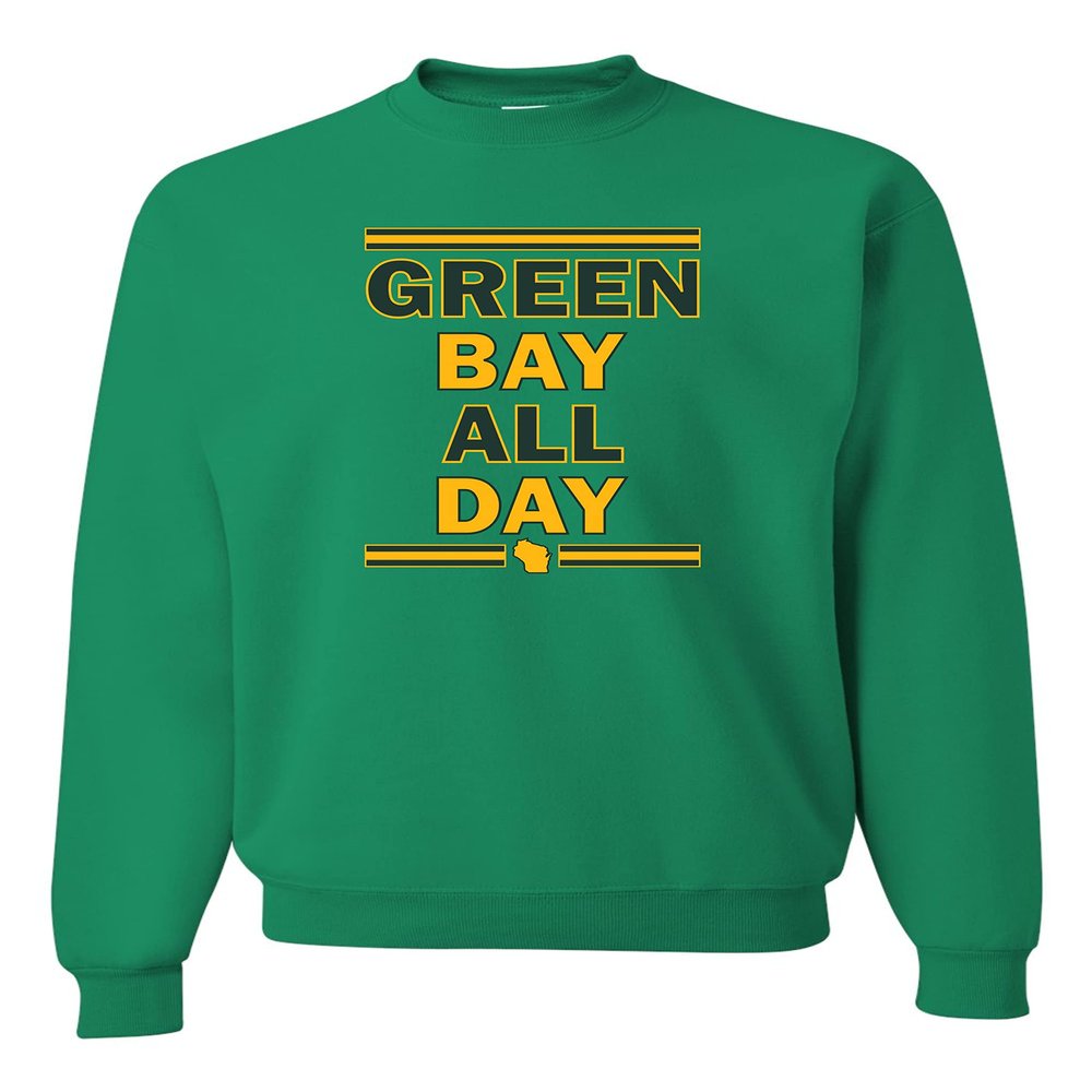 Go All Out Small Kelly Adult Green Bay All Day Sweatshirt Crewneck