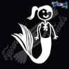 Eyecandy Decals Stick Family Girl Mermaid 4" White Decal Sticker view 1