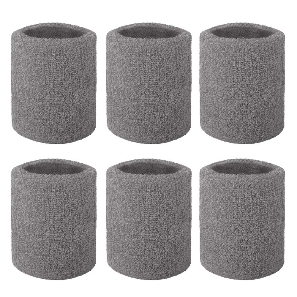 GOGO 6-Piece Wrist Sweatbands Cotton Terry Cloth Wristband 3 inch