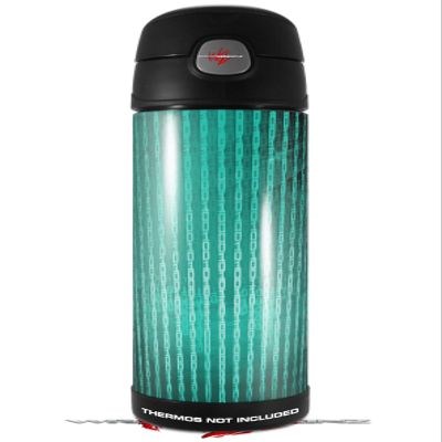 Skin Decal Wrap for Thermos Funtainer 16oz Bottle Binary Rain Teal (BOTTLE NOT INCLUDED) by WraptorSkinz