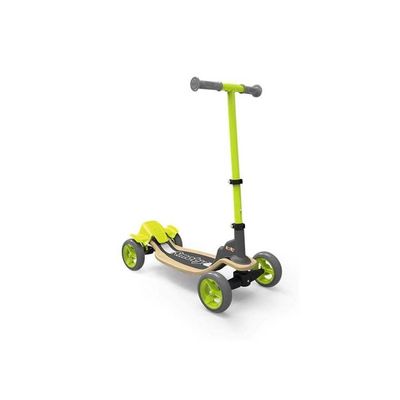 Smoby 7600750700 Wooden Fun Scooter, 4 Wheels, Green/Black