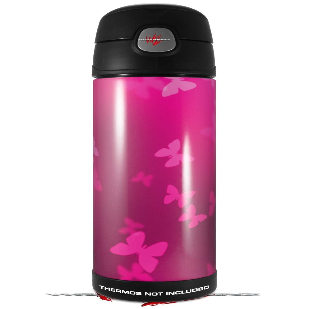 Skin Decal Wrap for Thermos Funtainer 16oz Bottle Bokeh Butterflies Hot Pink (BOTTLE NOT INCLUDED) by WraptorSkinz