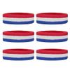 GOGO 6 Pieces Sports Headbands Terry Cloth Sweat Absorbing Head Band-Red/White/Blue view 1