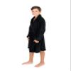 Leveret Kids Robe Boys Girls Bathrobe Shawl Collar Fleece Sleep Robe Black Size 10 Years view 4